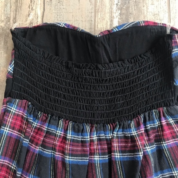Solemio plaid flannel sweetheart strapless dress Jr size medium - Picture 4 of 5